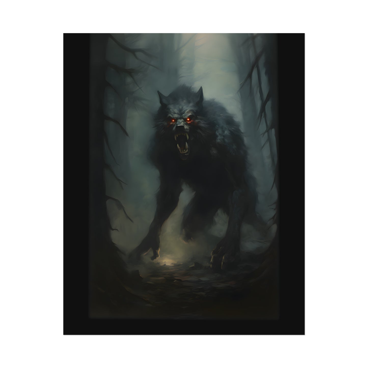 Werewolf Art Print, Wolf Poster, Gothic Home Decor, Oil Painting Print, Dark Academia, Occult Art, Gothic Painting