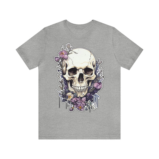 Gothic T-shirt, Floral Skull Tshirt, Whimsigoth Tee, Grunge clothing, Cottagecore Aesthetic T Shirt,