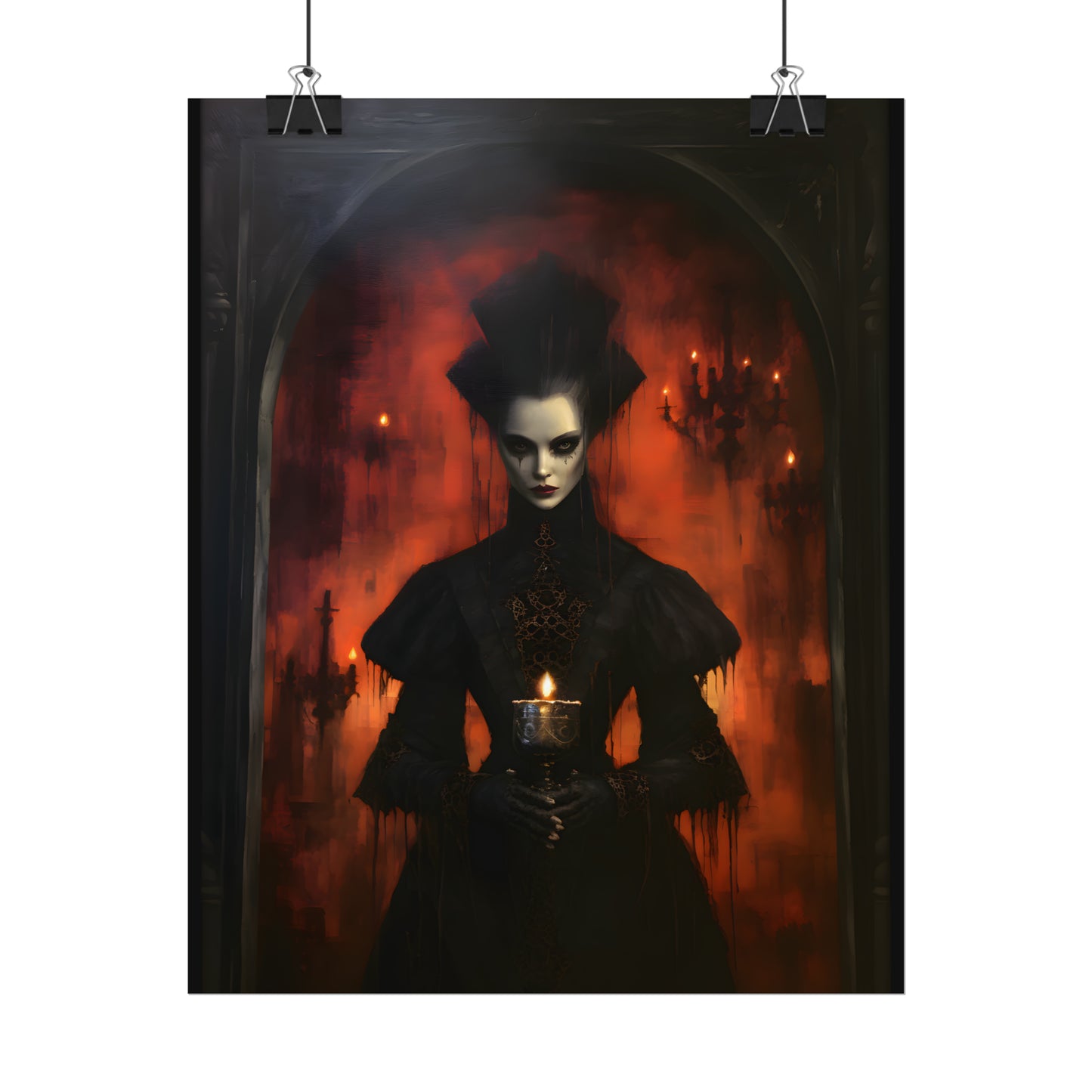 High Priestess Art, Witch Print, Gothic Wall Art, Occult Poster, Wiccan Decor, Dark Wall Hanging, Pagan Decor, Dark Academia