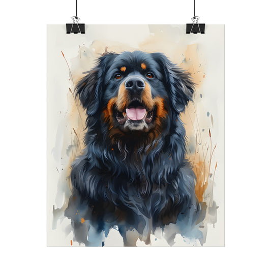 Newfoundland Dog Art, Gift For Dog Lover, Watercolor Style Portrait, Dog Poster, Animal Print, Dog Portrait Painting