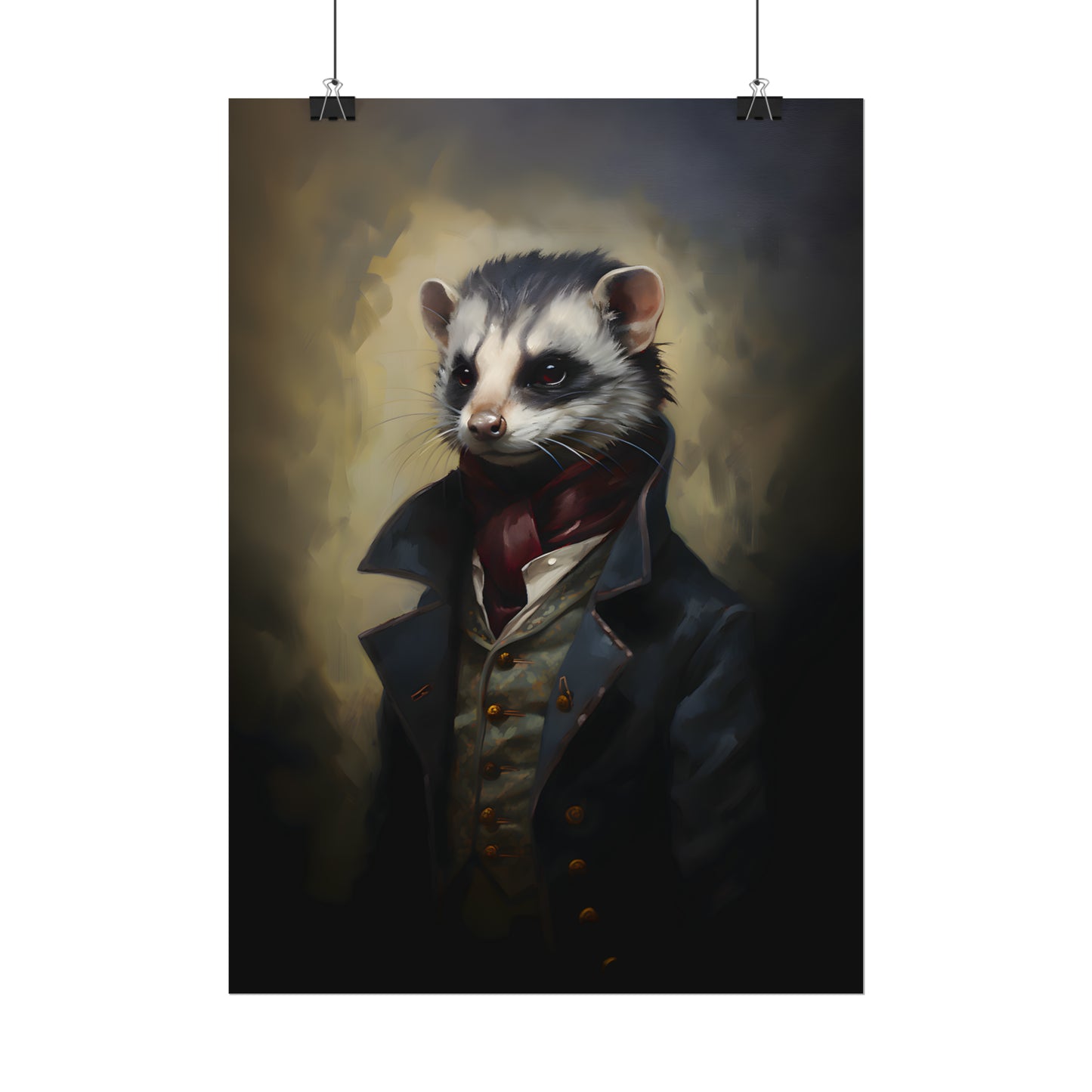 Mr Ferret, Animal in Clothes, Quirky Animal Art, Animal Portrait, Ferret Art Print, Victorian Animal, Animal Wall Art, Ferret Lover Gift