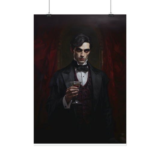 Vampire Prince, Vampire Poster, Gothic Romance, Gothic Art Print, Dracula, Halloween Decor, Oil Painting Print, Vintage Portrait