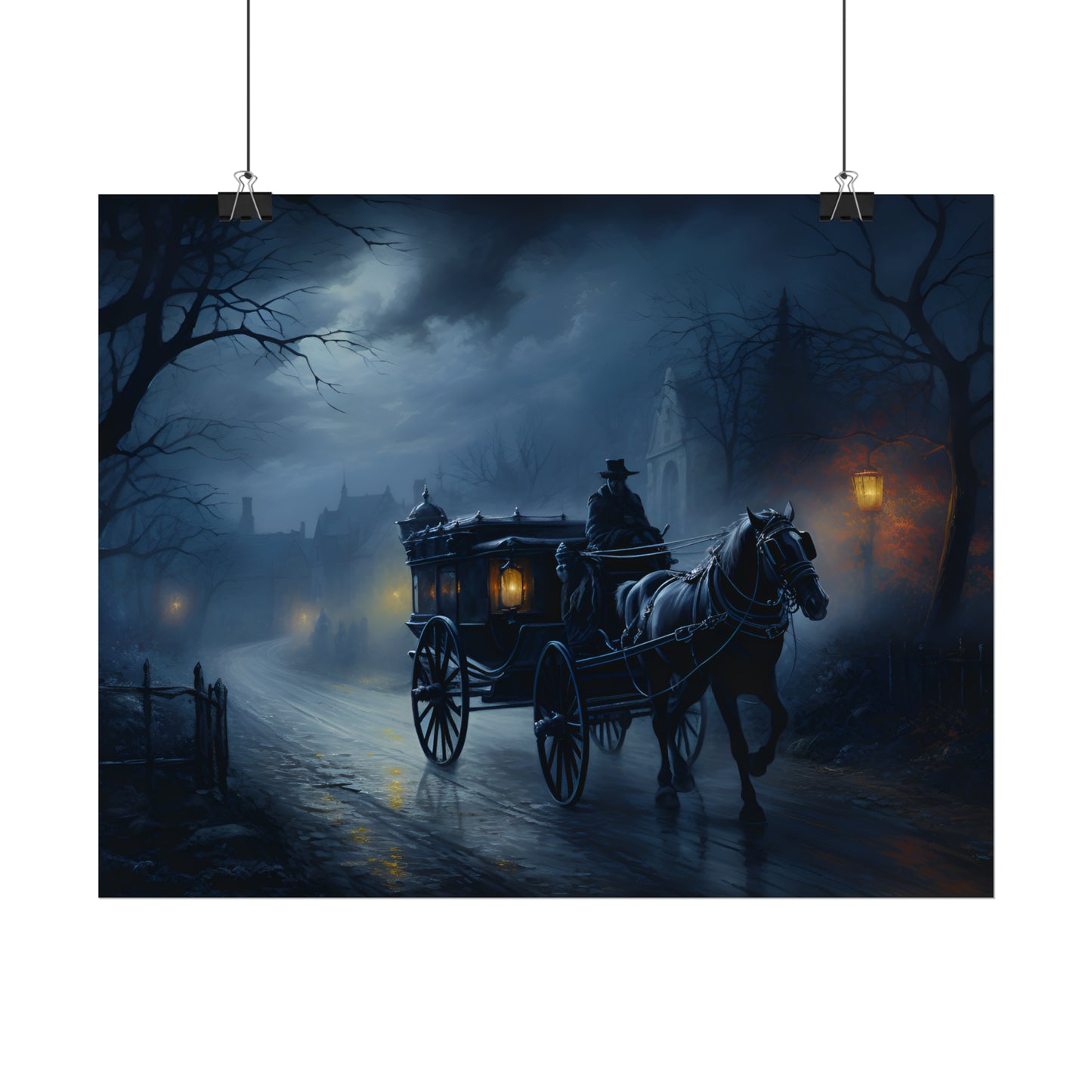 Horse Drawn Carriage, Victorian Carriage Print, Gothic Poster, Oil Painting Print, Home Wall Art, Dark Academia, Gothic Gift Idea