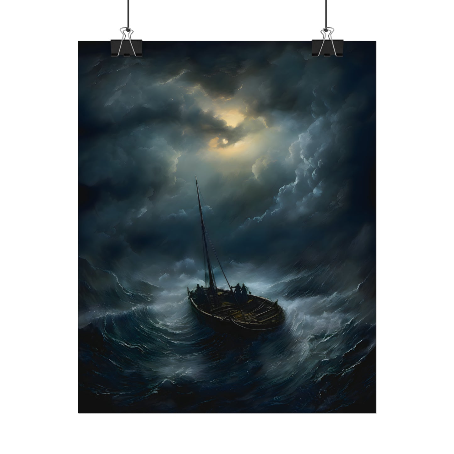 Through The Storm, Storm Poster, Lifeboat Painting, Gothic Storm, Seascape Wall Art, Gothic Home Decor, Dark Academia