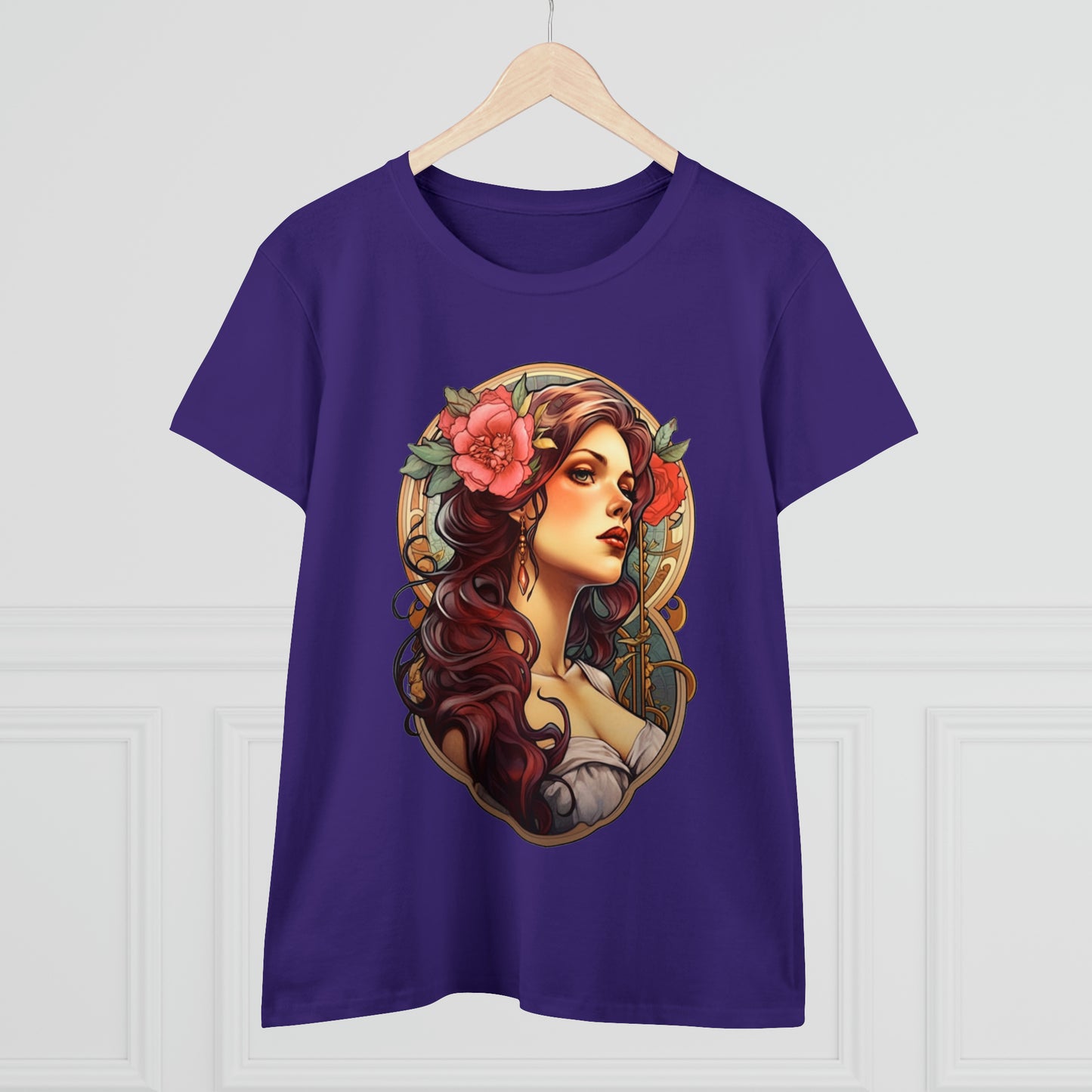 Women's Cotton T-Shirt with Beautiful Tattoo Lady Design