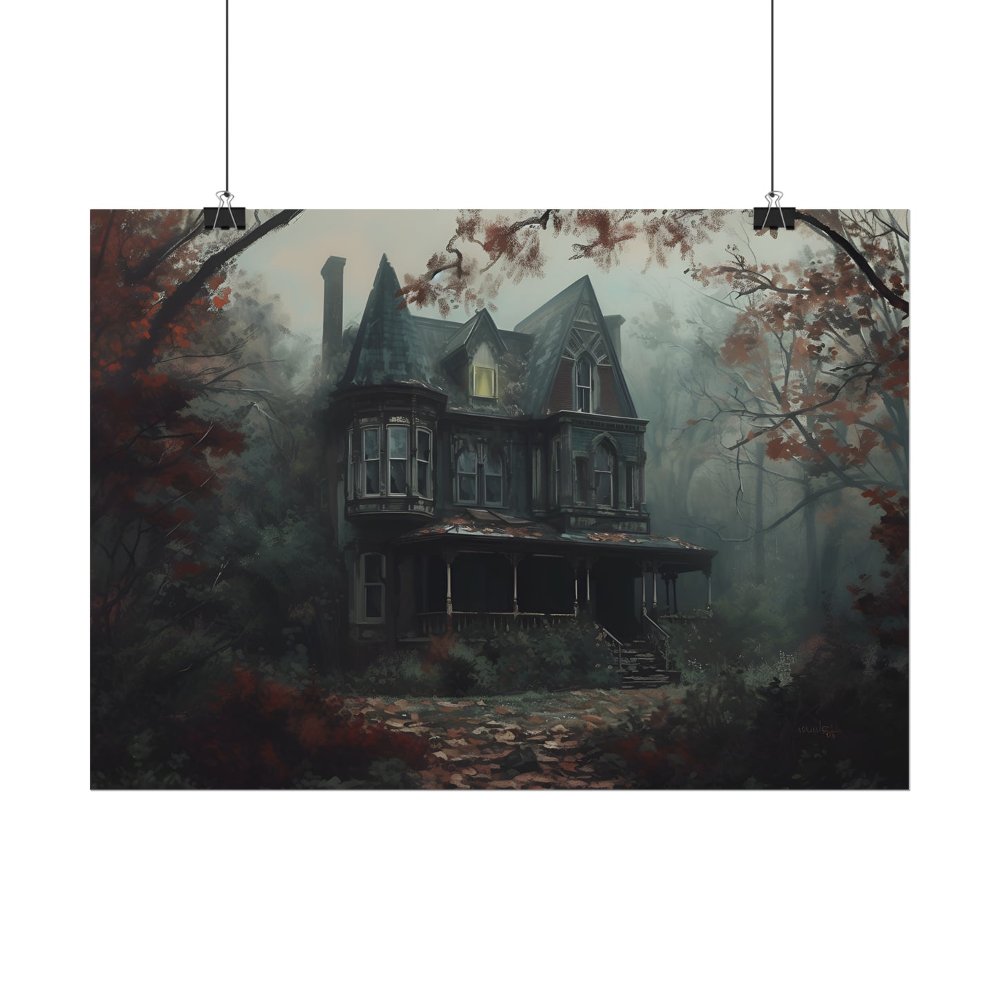 Haunted House Wall Art, Spooky House Poster, Gothic Art, Halloween Decor, Dark Academia, Gothic Home Decor, Gift For Goth