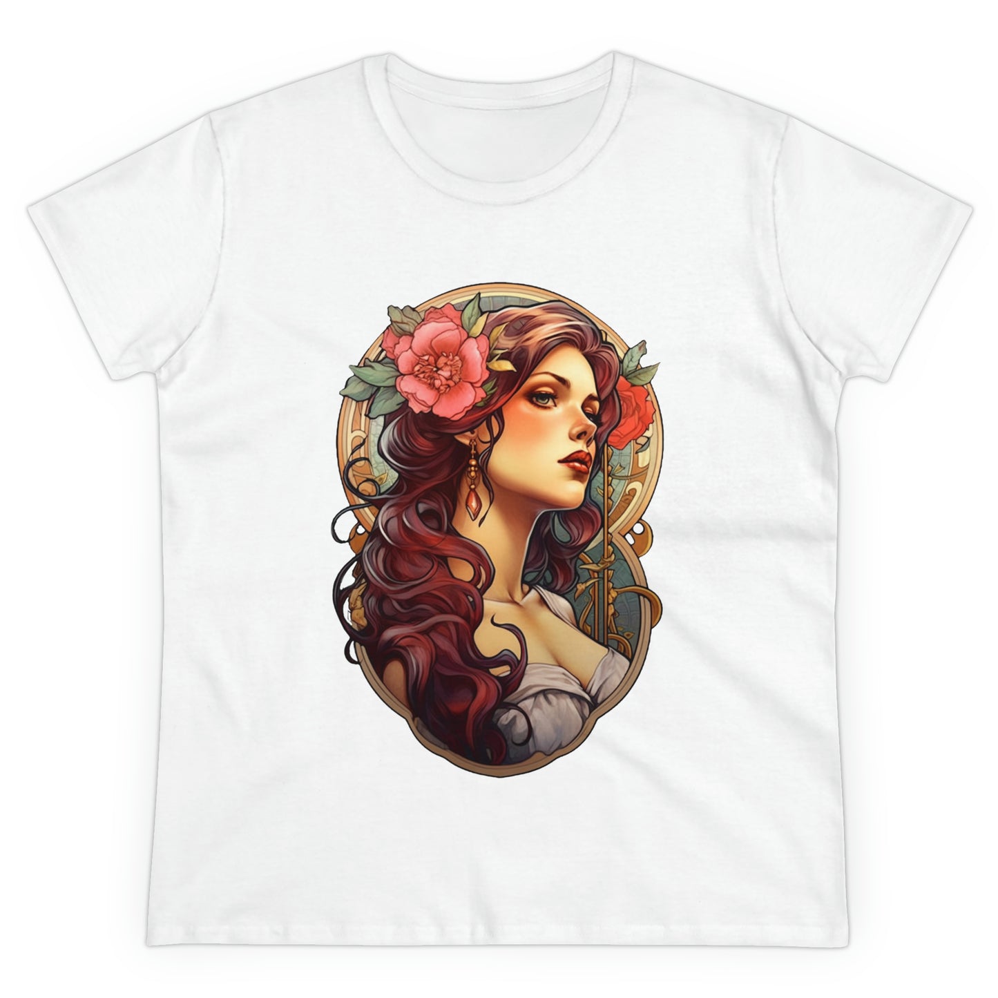 Women's Cotton T-Shirt with Beautiful Tattoo Lady Design