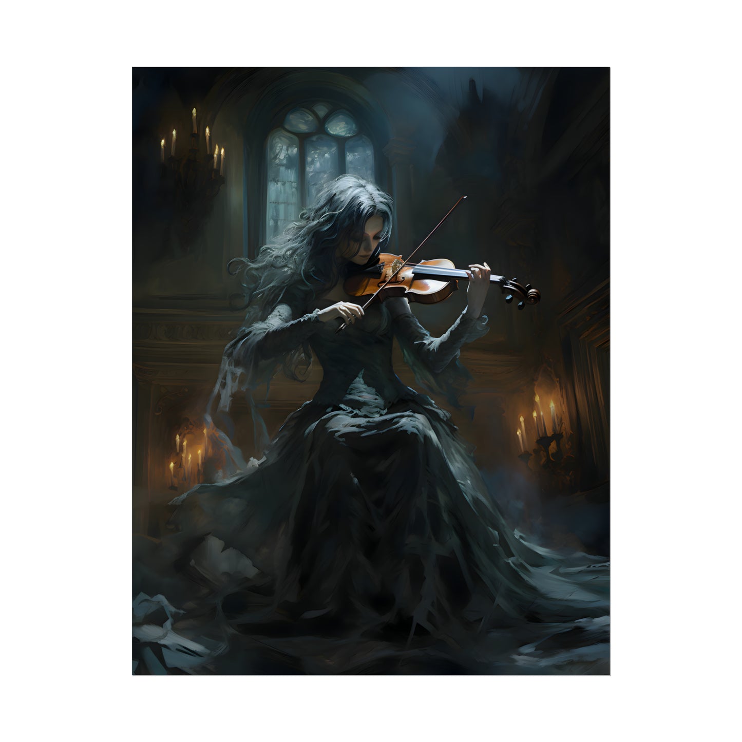 Violin Player, Gothic Print, Violinist Gift, Dark Wall Art, Dark Academia,