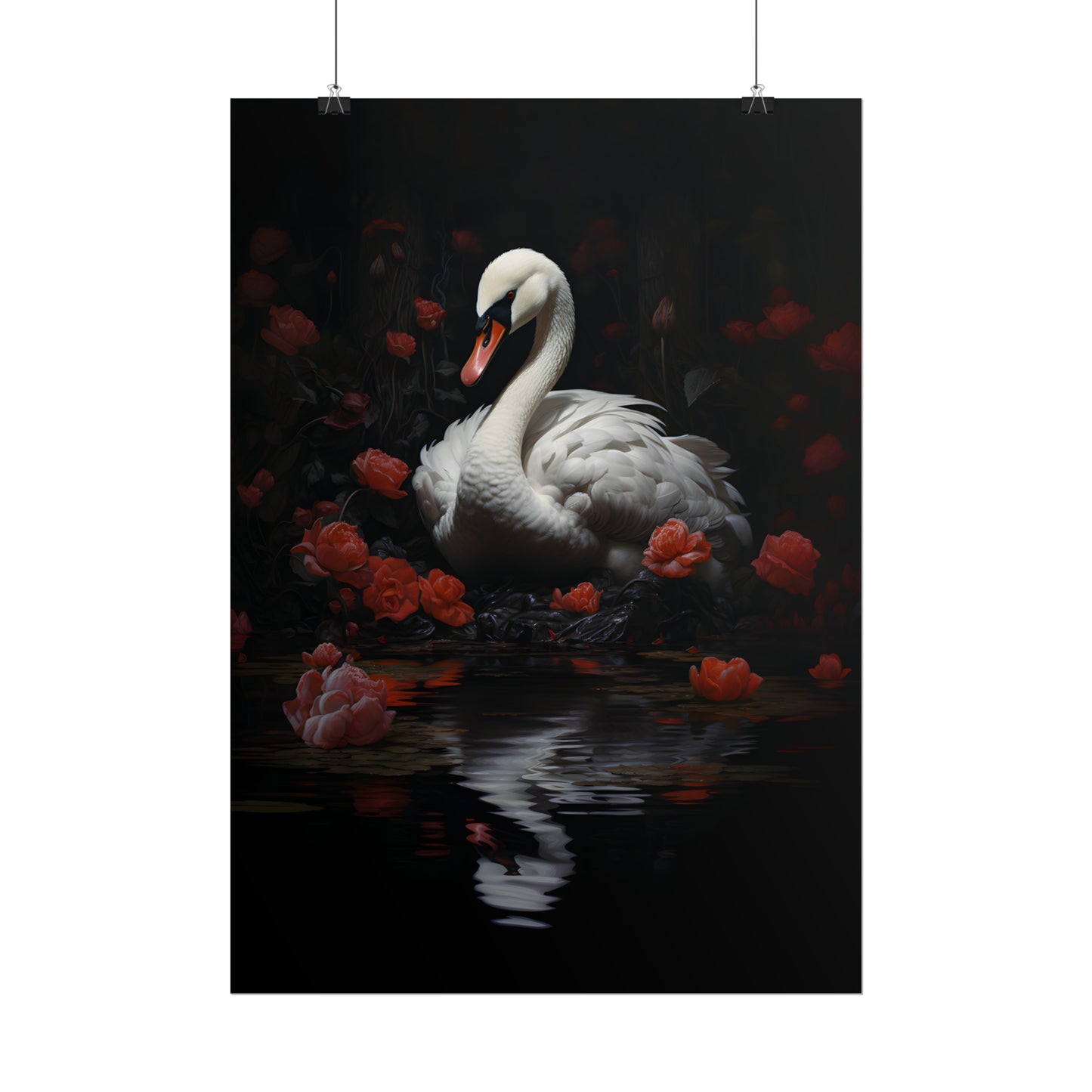 Majestic Swan Serenity, Swan Art, Swan Painting, Swan lover gift, Swan Wall Art, Dark Academia, Gothic Gift, Gothic Aesthetic, Animal Decor