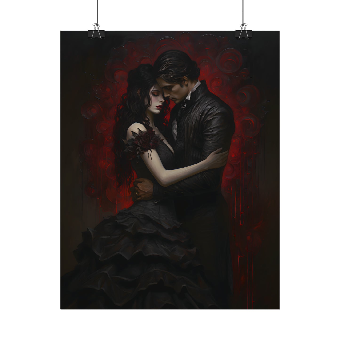 Eternal Embrace, Dark Romance, Gothic Valentines, Gothic Gift, Dark Home Decor, Gothic Wall Art, Art Print, Vampire Poster, Gothic Art