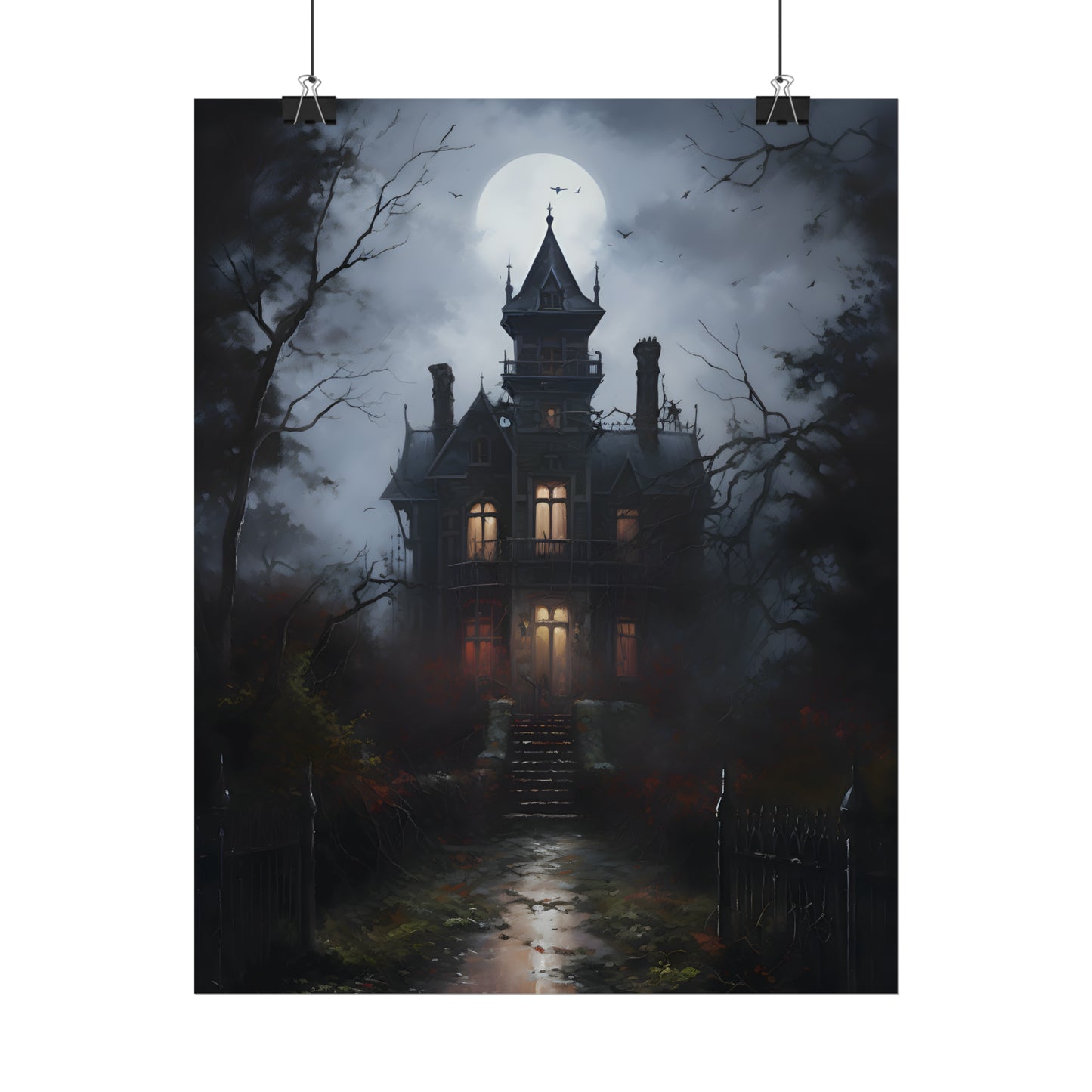 A Gothic Abode, Haunted House Print, Gothic House Poster,