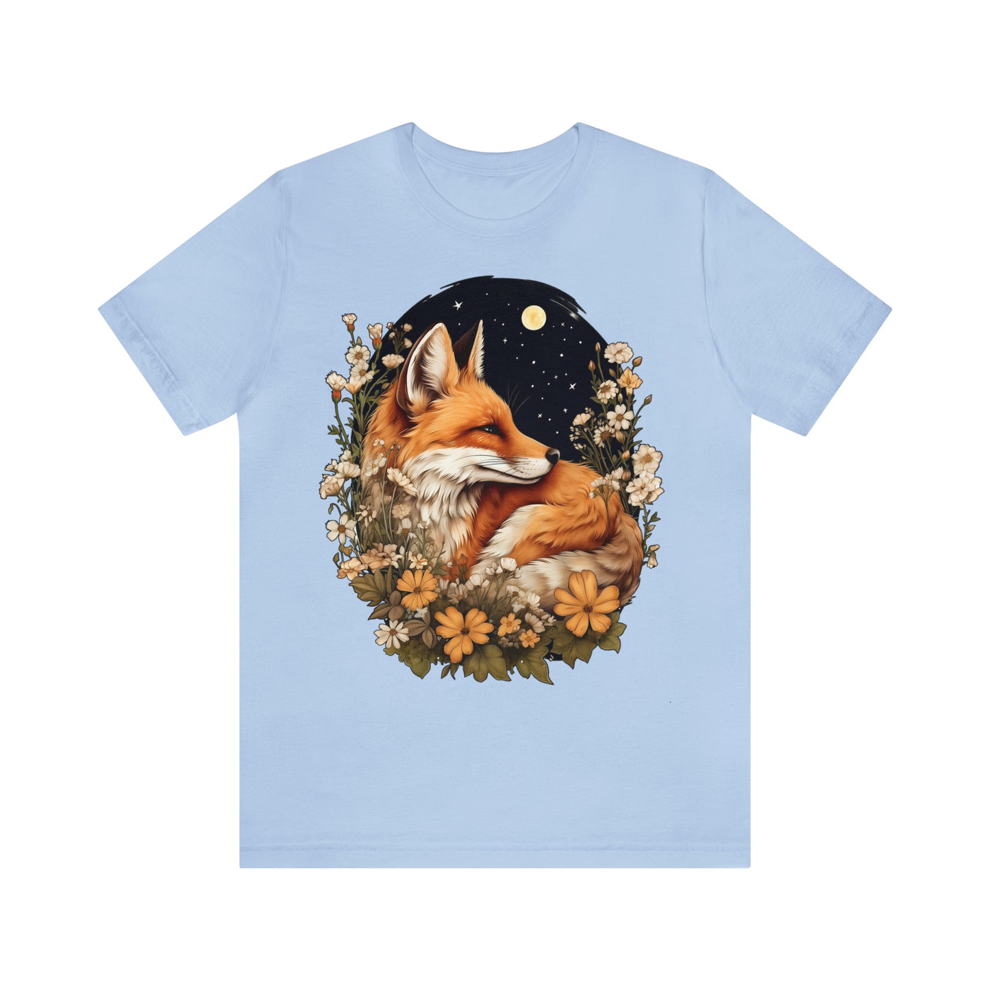 Cute Fox T-Shirt, Woodland Animal Tshirt, Floral Shirt, Unisex Wildflowers Tee,