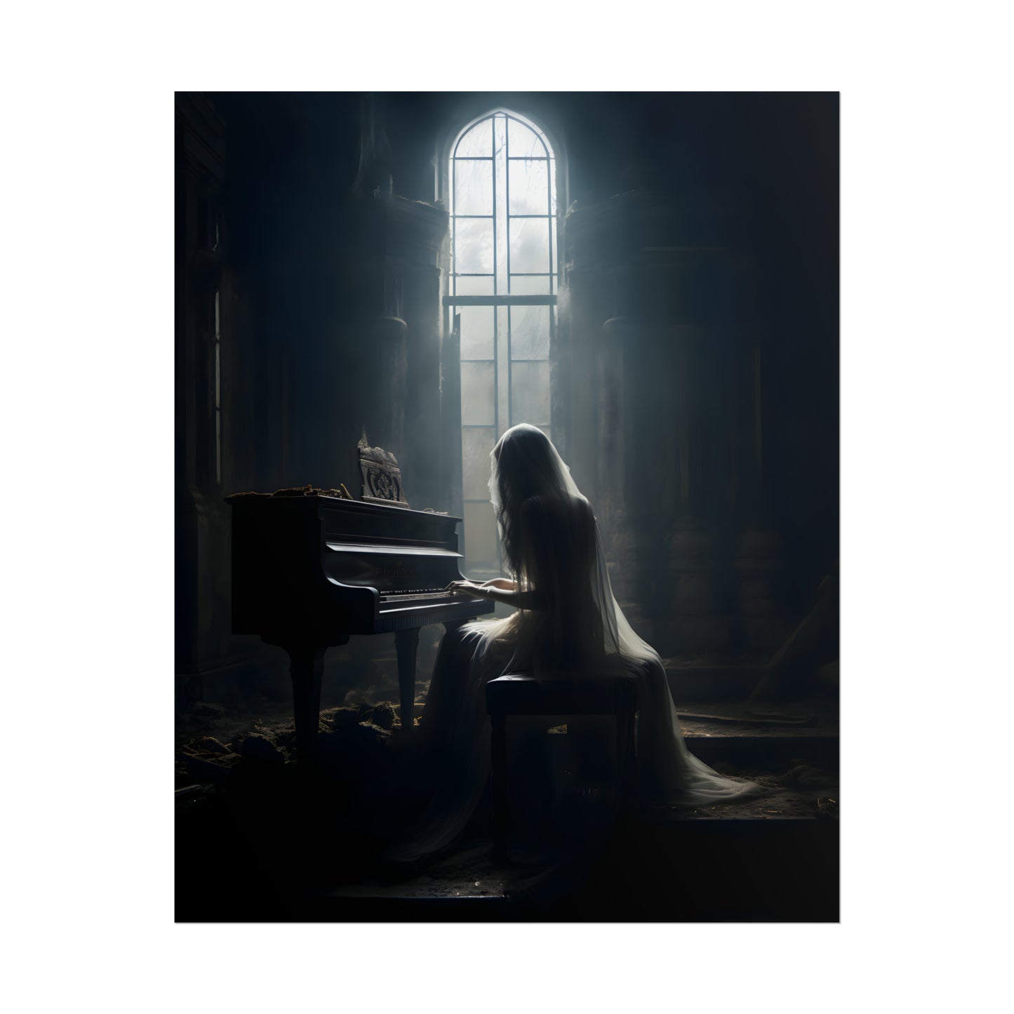 Gothic Print, Piano Player Poster, Art Poster Print, Gothic Home Decor, Dark Academia, Gothic Romance.