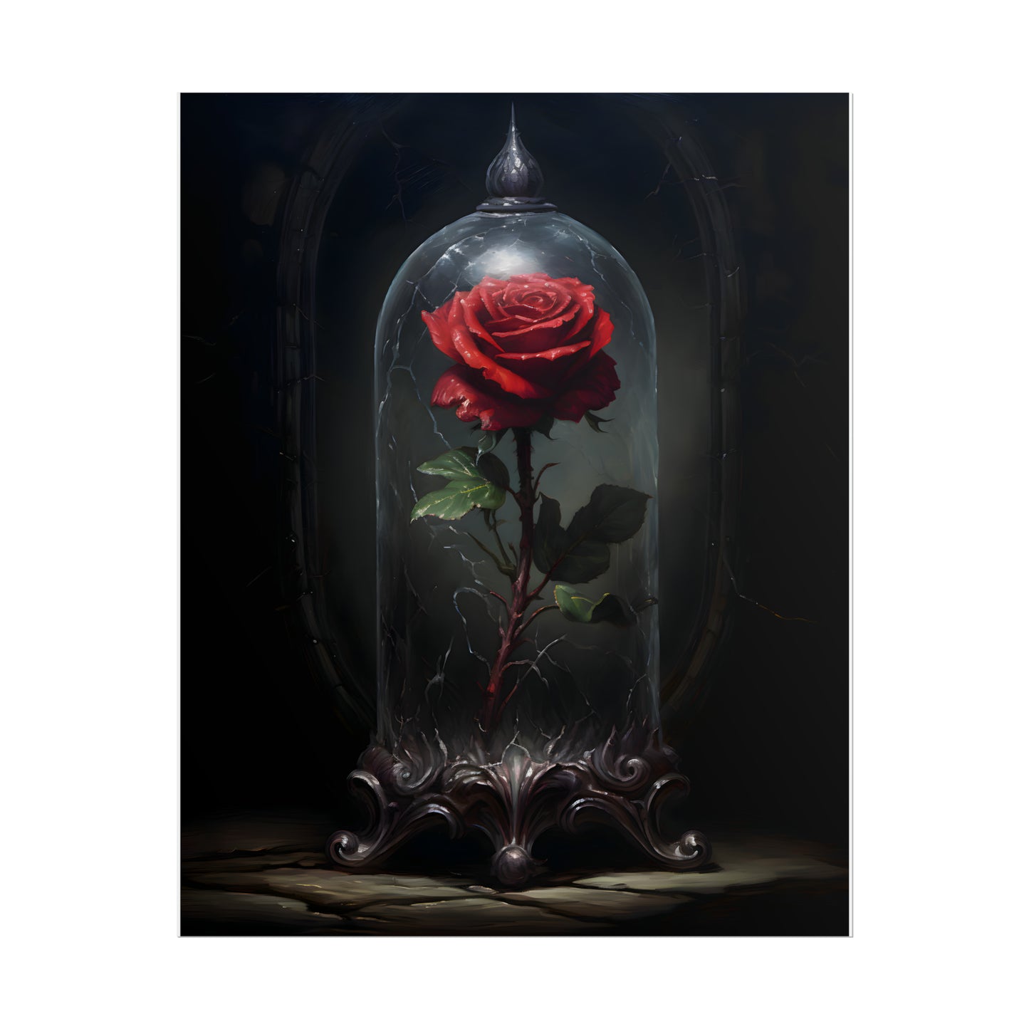 Gothic Rose Print, Crimson Enchantment, Art Poster Print, Dark Academia, Gothic Romance, Gothic Decor, Romantic poster