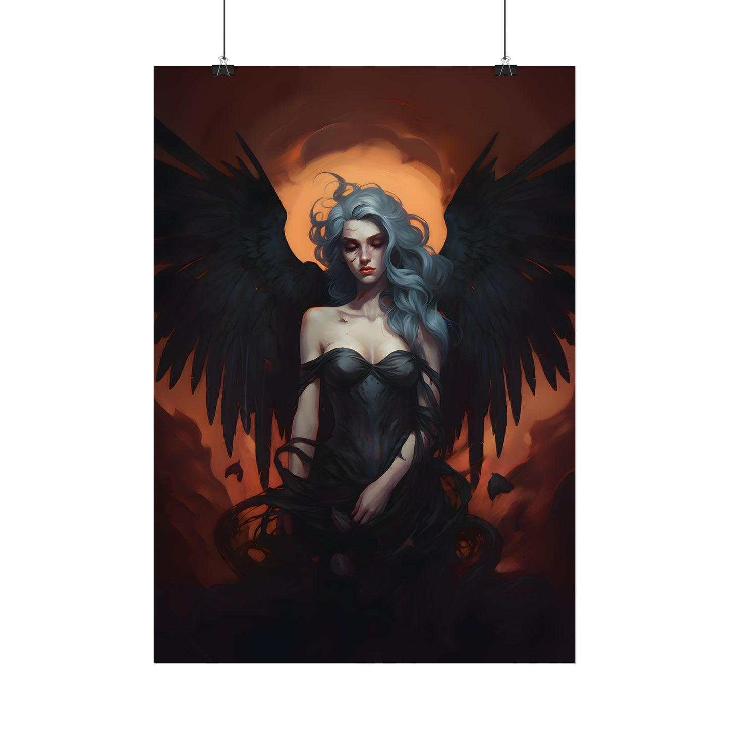 Gothic Angel Print, To Hell And Back, Empowerment Poster, Gift For Her, Angel Art, Gothic Home Decor, Goth Wall Art