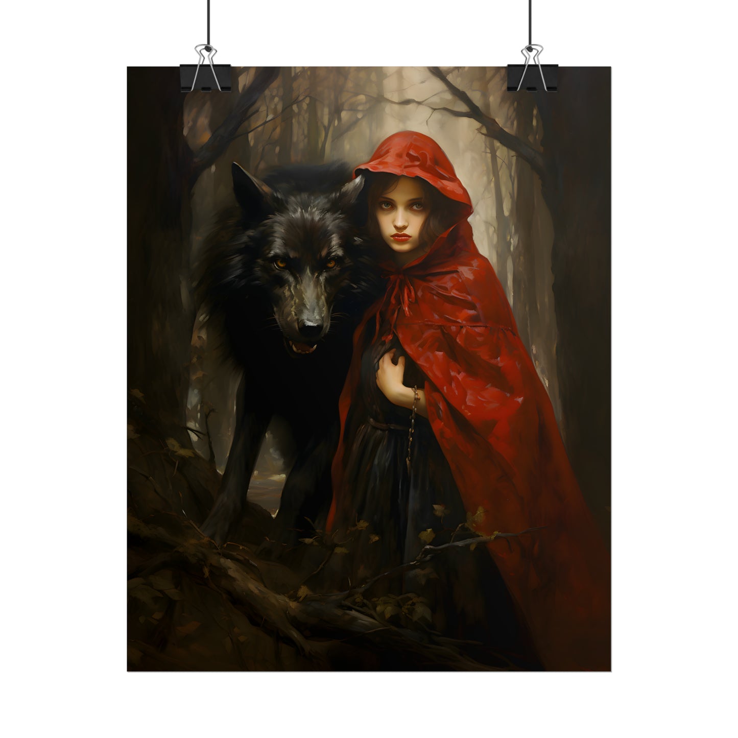 Little Red Riding Hood Print, Big Bad Wolf, Red Riding Hood Poster, Fairy Tale Art Print, Vintage Art Print