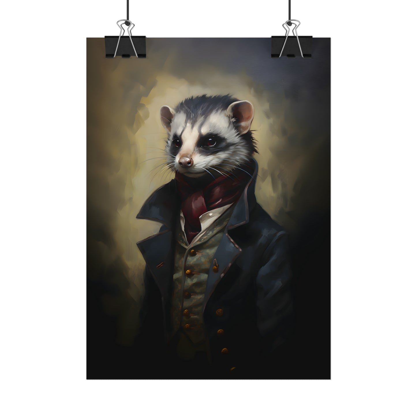 Mr Ferret, Animal in Clothes, Quirky Animal Art, Animal Portrait, Ferret Art Print, Victorian Animal, Animal Wall Art, Ferret Lover Gift