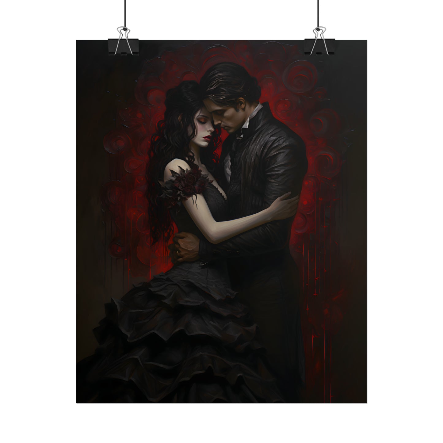 Eternal Embrace, Dark Romance, Gothic Valentines, Gothic Gift, Dark Home Decor, Gothic Wall Art, Art Print, Vampire Poster, Gothic Art