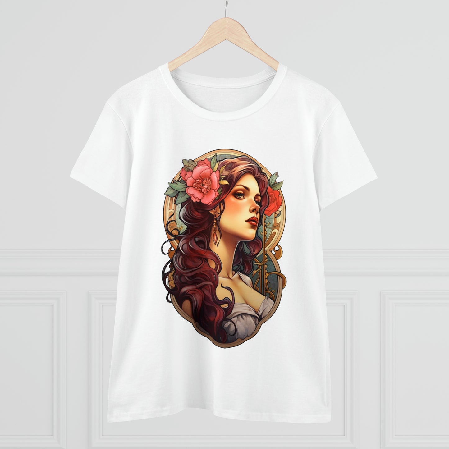 Women's Cotton T-Shirt with Beautiful Tattoo Lady Design