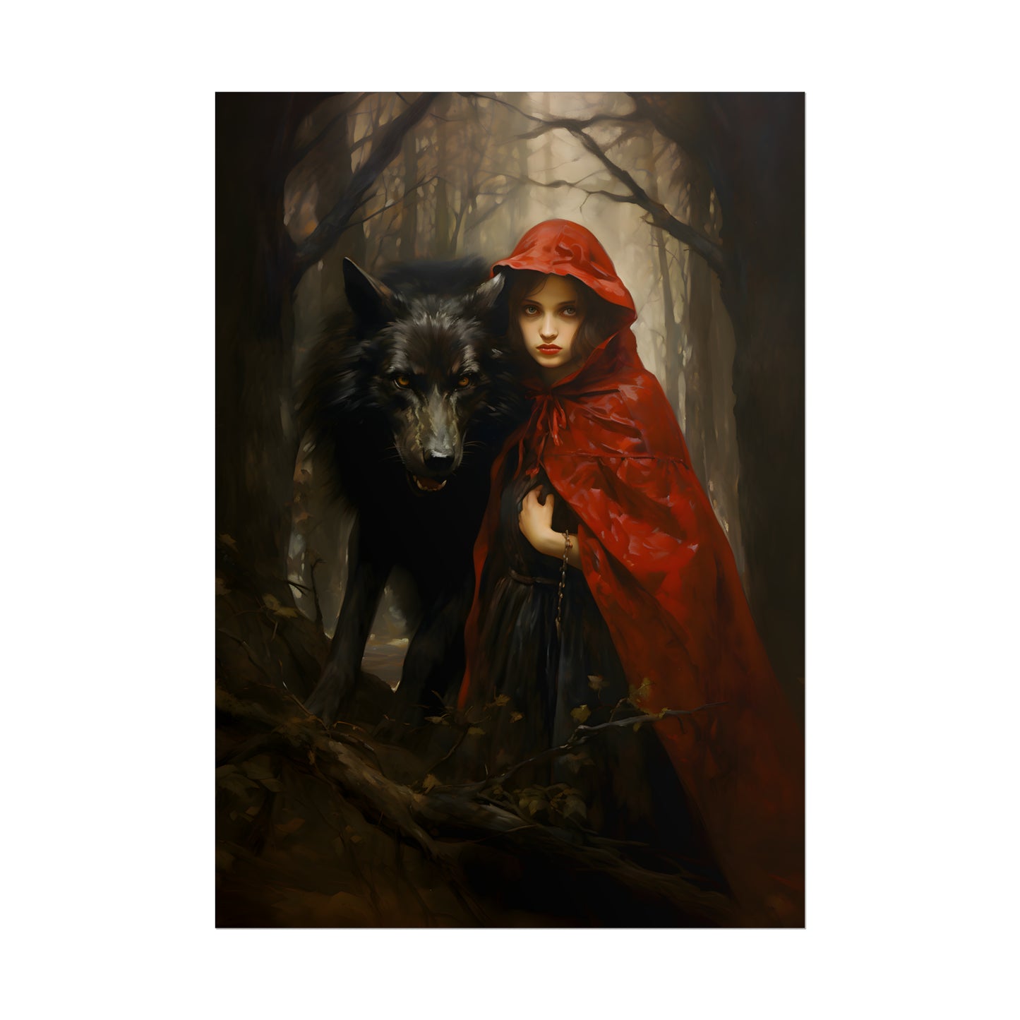 Little Red Riding Hood Print, Big Bad Wolf, Red Riding Hood Poster, Fairy Tale Art Print, Vintage Art Print