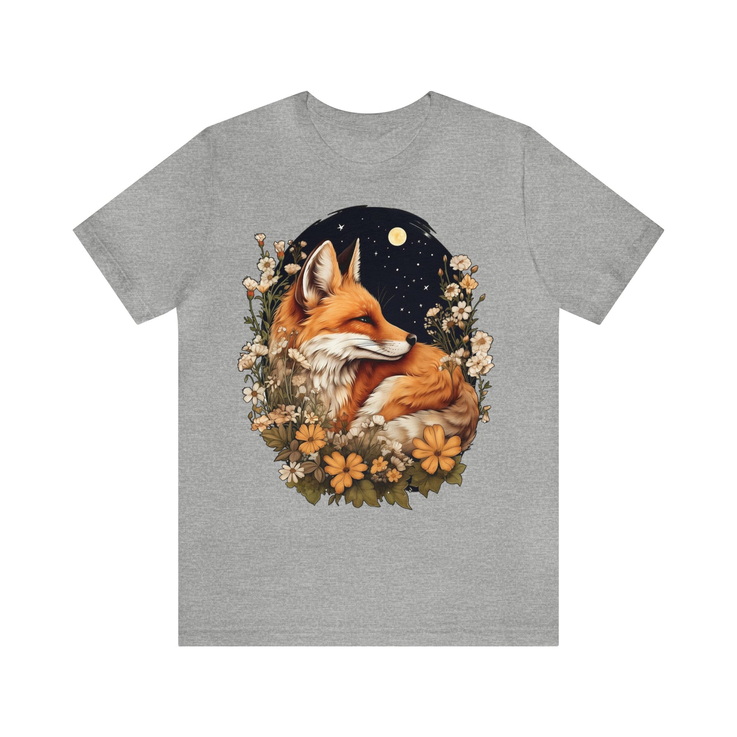 Cute Fox T-Shirt, Woodland Animal Tshirt, Floral Shirt, Unisex Wildflowers Tee,