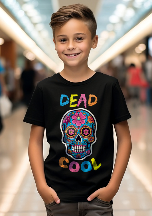 Kid's Short Sleeve T-Shirt Sugar Skull Dead Cool Design