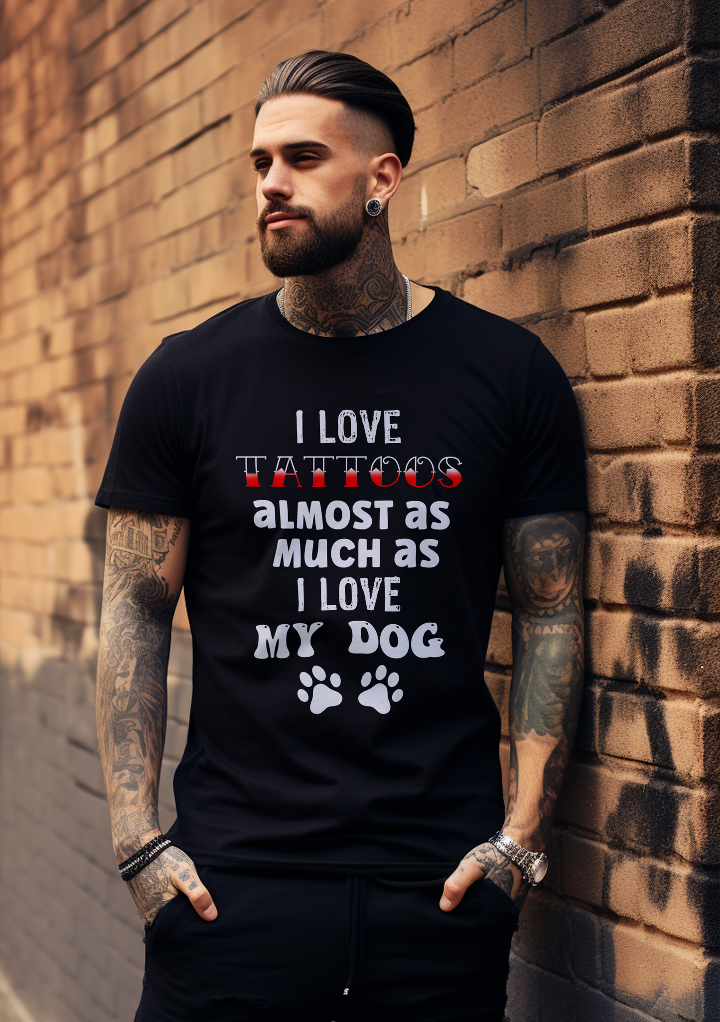 Men's Tee, I Love Tattoos Almost As Much As I Love My Dog, Men's T-Shirt, Tattoo T-Shirt, Dog T-Shirt, Gifts for men