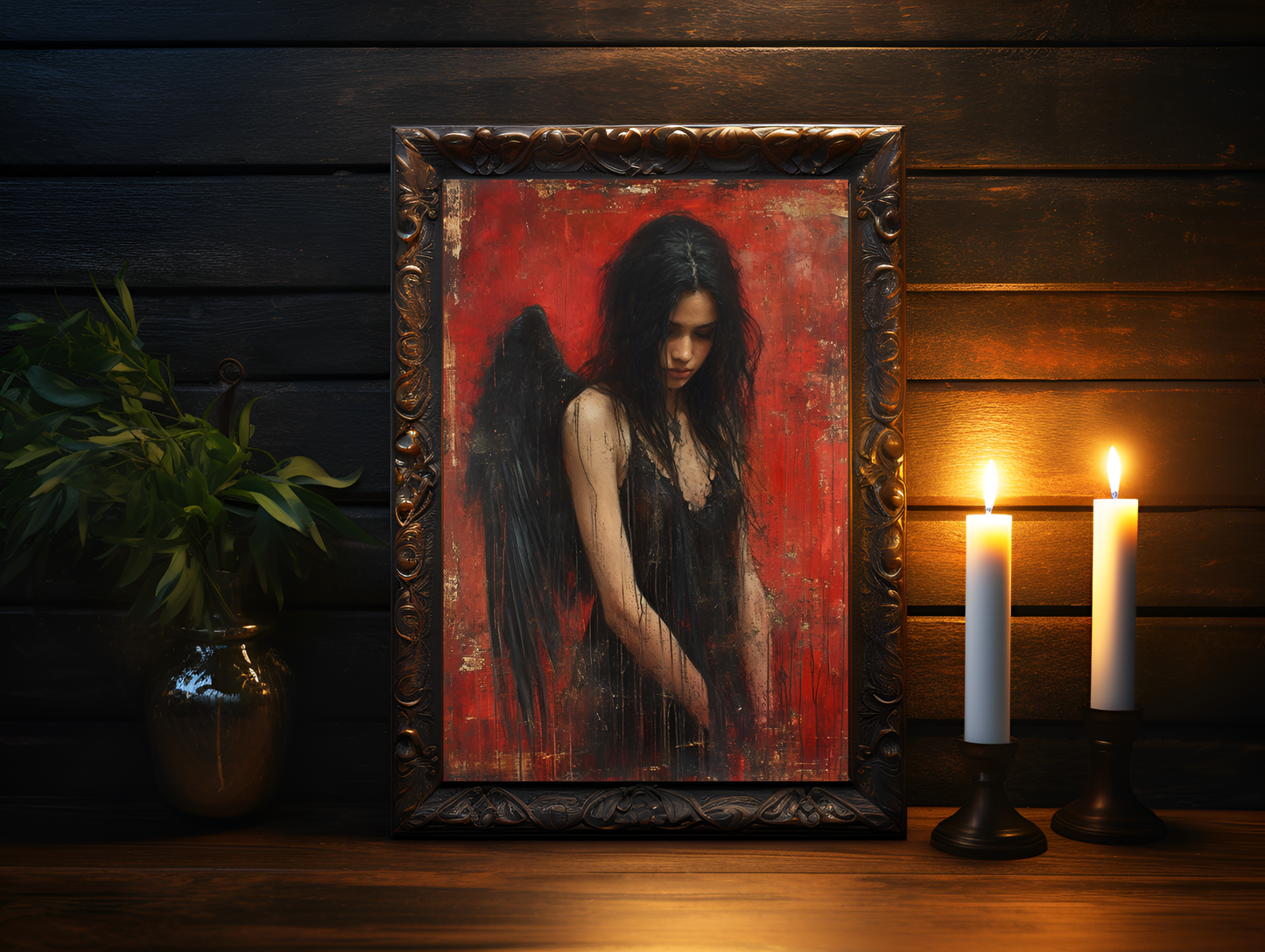 Lost Angel, Art Poster Print, Gothic Home Decor, Gothic Romance, Couples Art Print, Dark Art Poster, Dark Academia, Gothic Wall Art